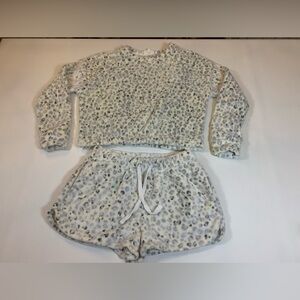 Hippie Rose super soft pajamas a set, white leopard ptint, women’s medium (J)